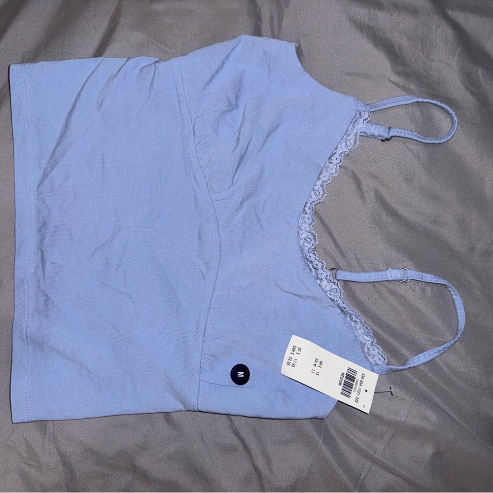 Hollister Light Blue Lace Trim Tank Top